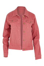 Product shot of The Denim Jacket in colour Smokeyrose (Pink), from the front