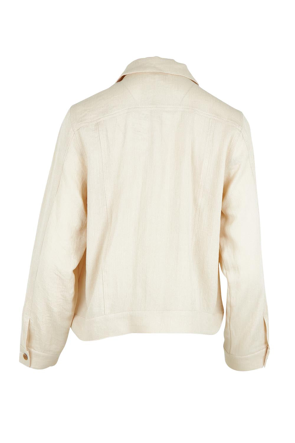 Product shot of The Must Have Linen Look Jacket in colour Sand, from the back