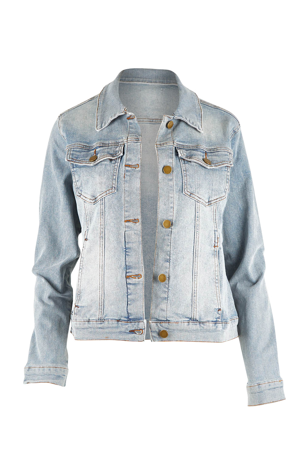 Product shot of The Denim Jacket in colour Vintage (Blue), from the front