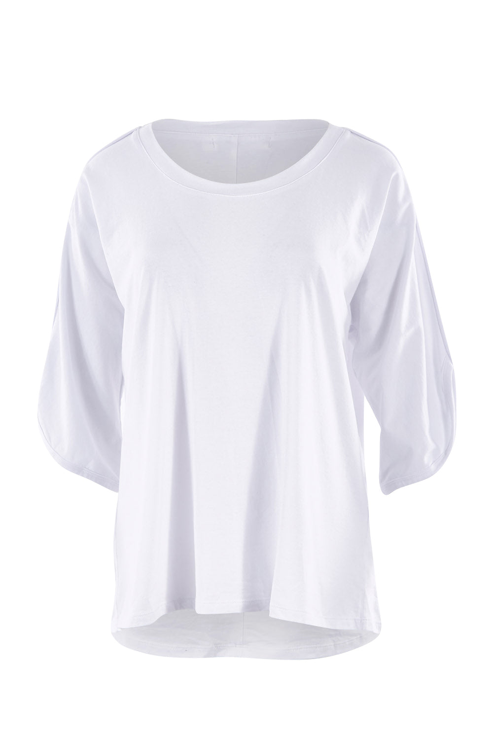 Product shot of The Split Sleeve Tee in colour White (White), from the front
