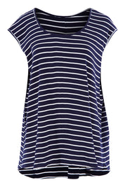 Product shot of The Textured Stripe Tank in colour Stripe (Blue), from the front