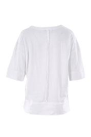 Product shot of The Panel Detail Tee in colour White (White), from the back