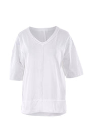 Product shot of The Panel Detail Tee in colour White (White), from the front
