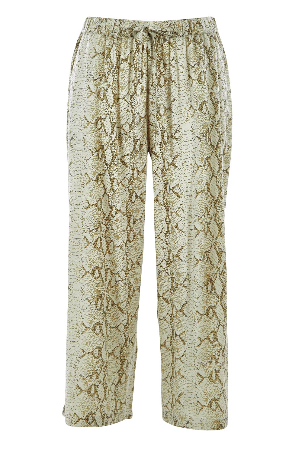 Product shot of The Print Pull On Pant in colour Khaki (Green), from the front