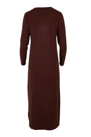 Product shot of The Comfort True Knit Dress in colour Chocolate, from the back