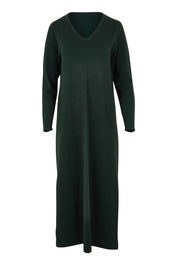 Product shot of The Comfort True Knit Dress in colour Darkpine (Green), from the front