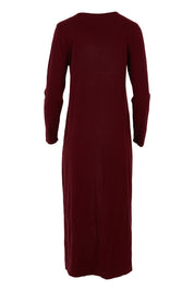 Product shot of The Comfort True Knit Dress in colour Shiraz (Red), from the back