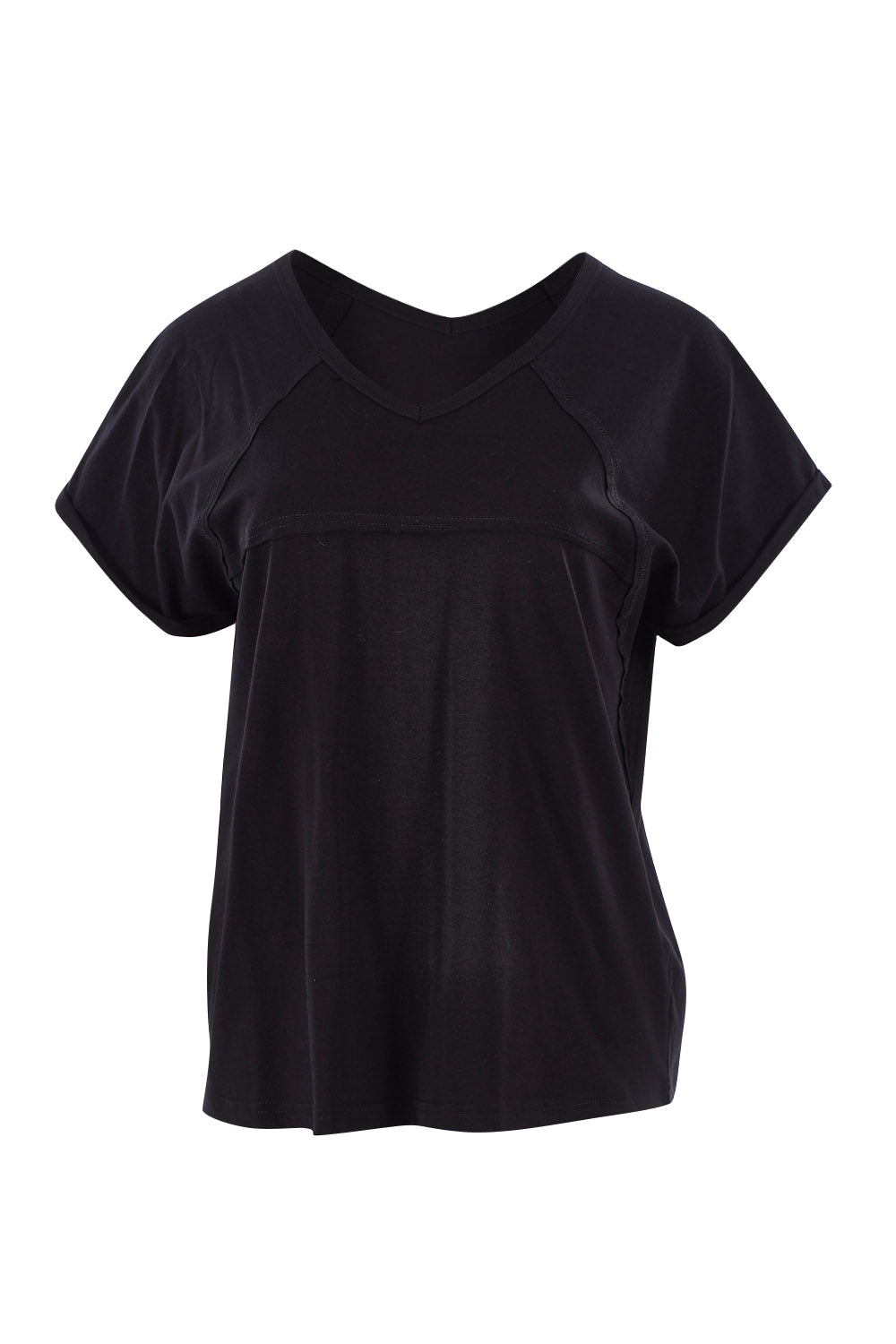 Product shot of The Slouch Tee in colour Black (Black), from the front