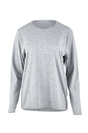 Product shot of The Essential Crew Neck Tee in colour Silver (Grey), from the front