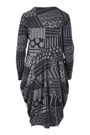 Product shot of The Jacquard Bounce Dress in colour Charcoal (Grey), from the back