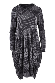 Product shot of The Jacquard Bounce Dress in colour Charcoal (Grey), from the front