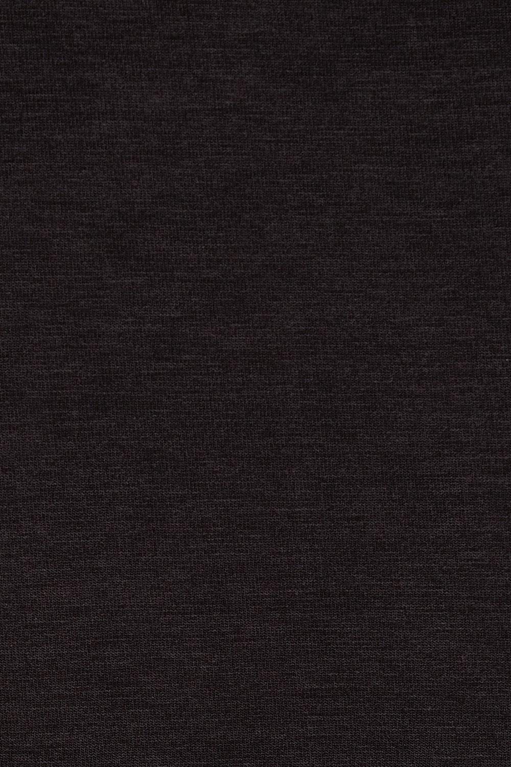 Product shot of The 3/4 Sleeve Mid Length Tee Dress in colour Black (Black), detail