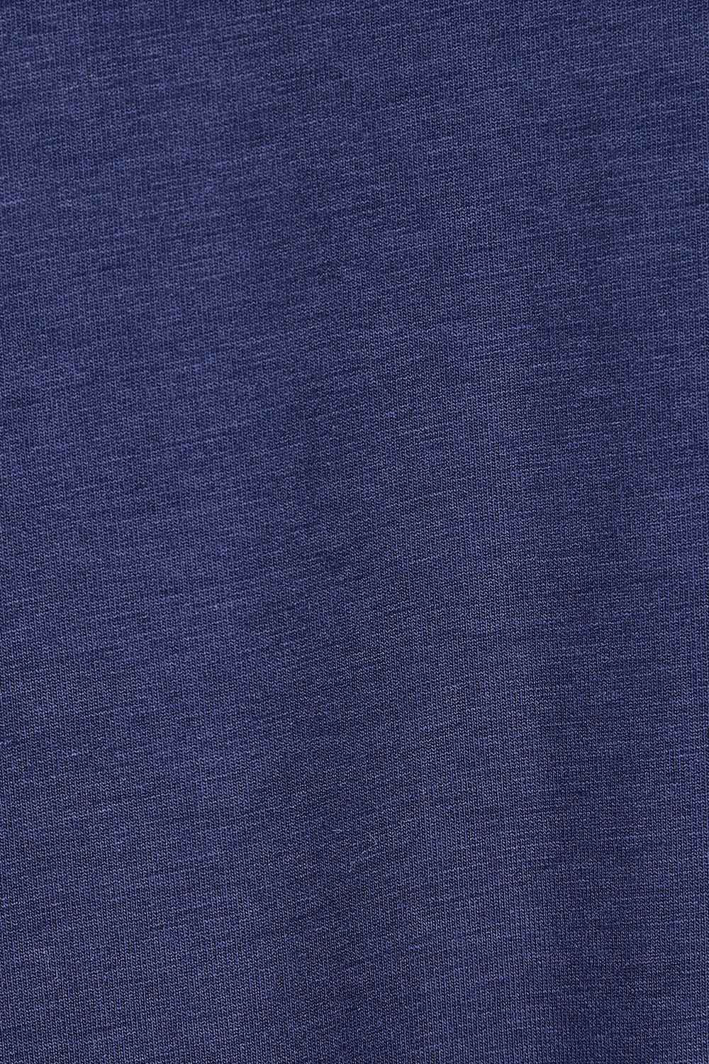 Product shot of The 3/4 Sleeve Mid Length Tee Dress in colour Navy (Blue), detail