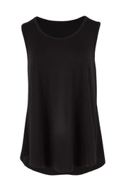 Product shot of the The Essential Swing Tank – Black in colour Black, from the front