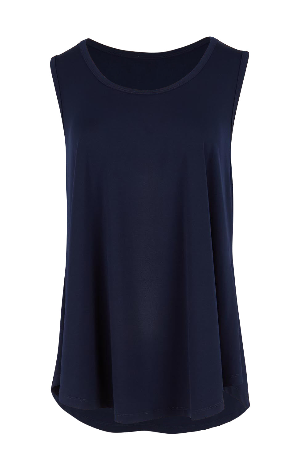 Product shot of the The Essential Swing Tank – Navy in colour Navy, from the front
