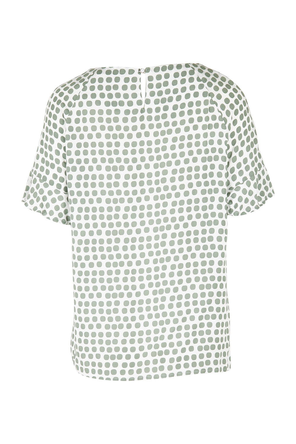 Product shot of The Frill Sleeve Blouse in colour Khaki (Green), from the back