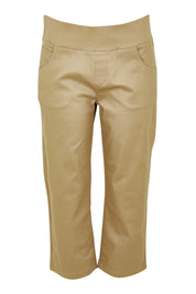 Product shot of The 7/8 Pull On Pant in colour Fawn, from the front