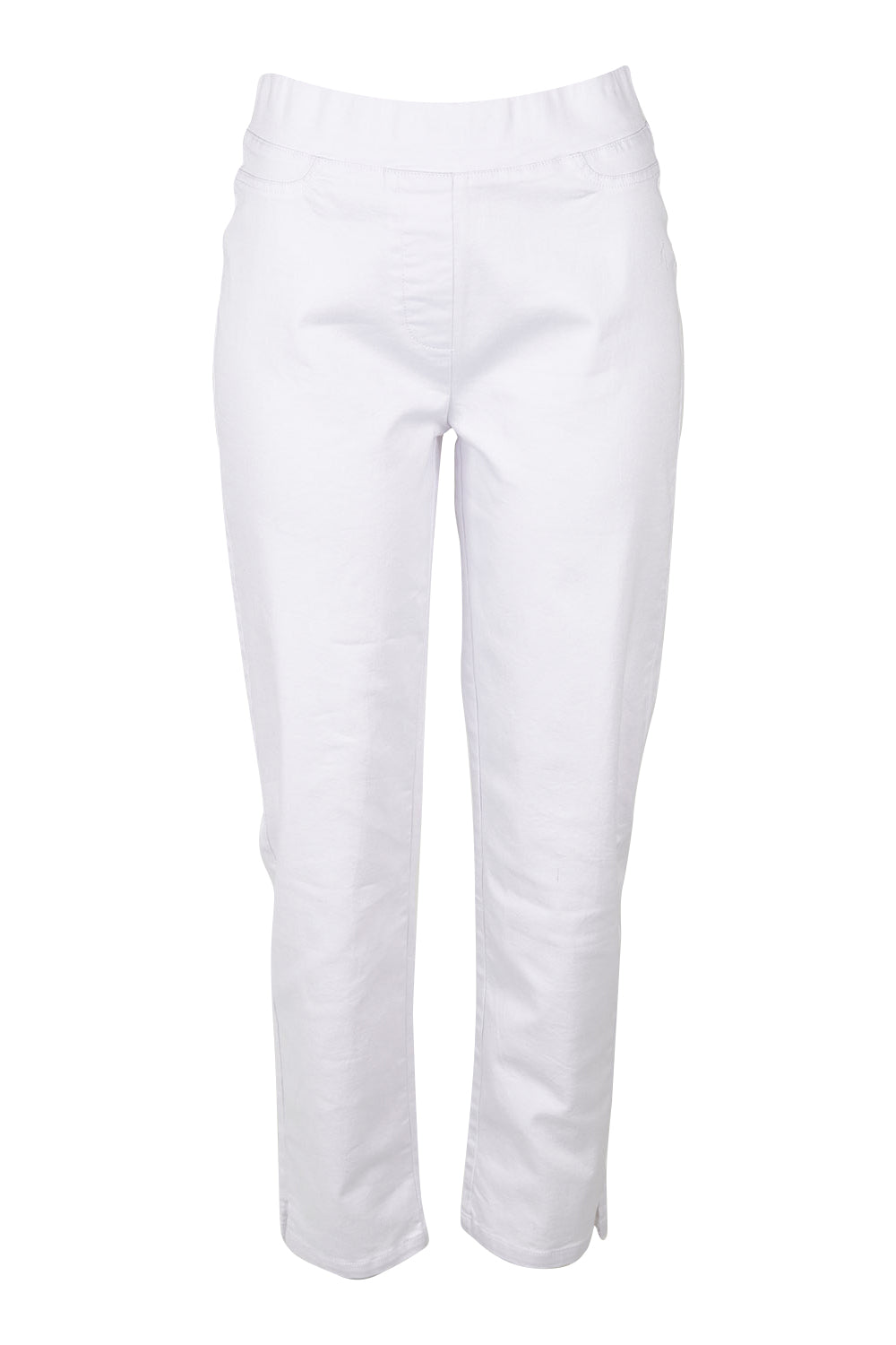 Product shot of The 7/8 Pull On Pant in colour White (White), from the front