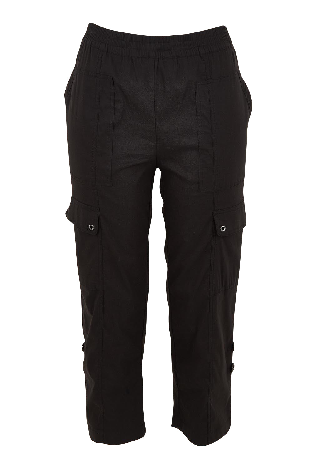 Product shot of The Cotton Blend Cargo Pant in colour Black (Black), from the front