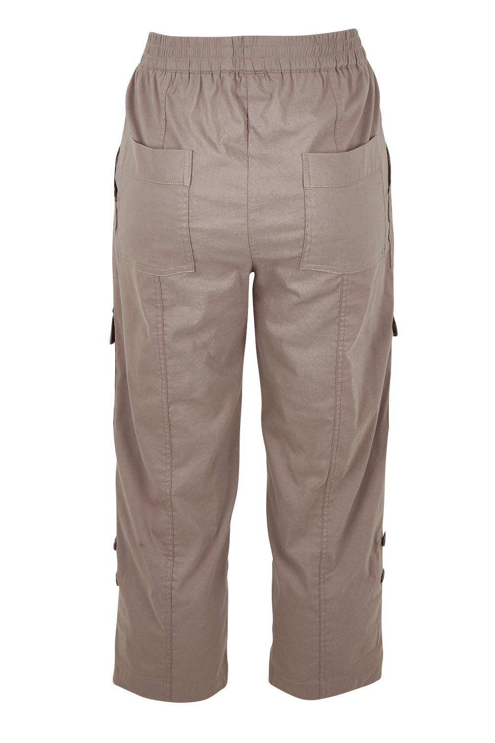 Product shot of The Cotton Blend Cargo Pant in colour Coffee, from the back