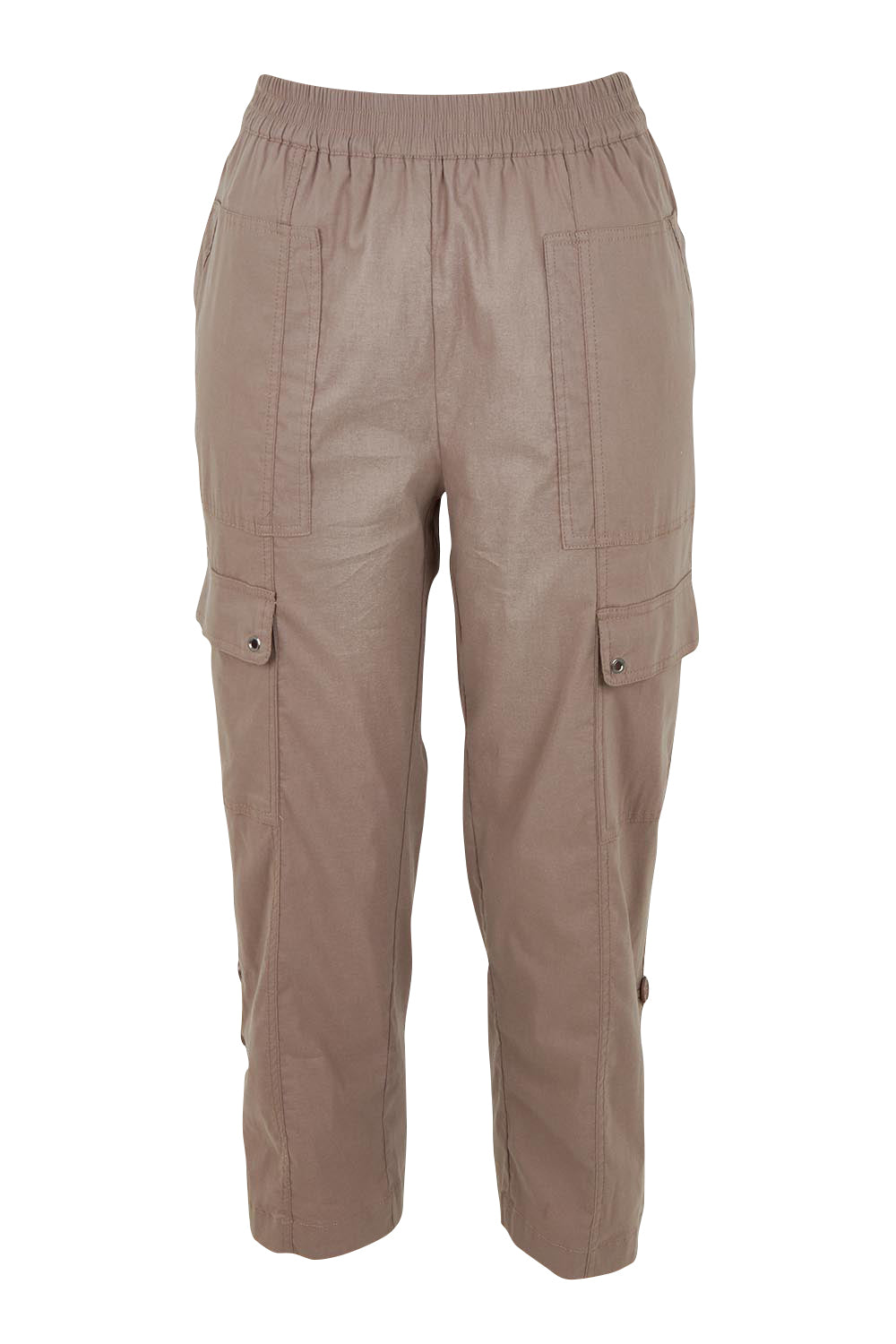Product shot of The Cotton Blend Cargo Pant in colour Coffee, from the front