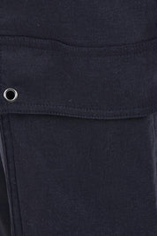 Product shot of The Cotton Blend Cargo Pant in colour Navy (Blue), detail
