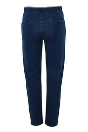 Product shot of The Leisure Pull On Pant in colour Navy (Blue), from the back
