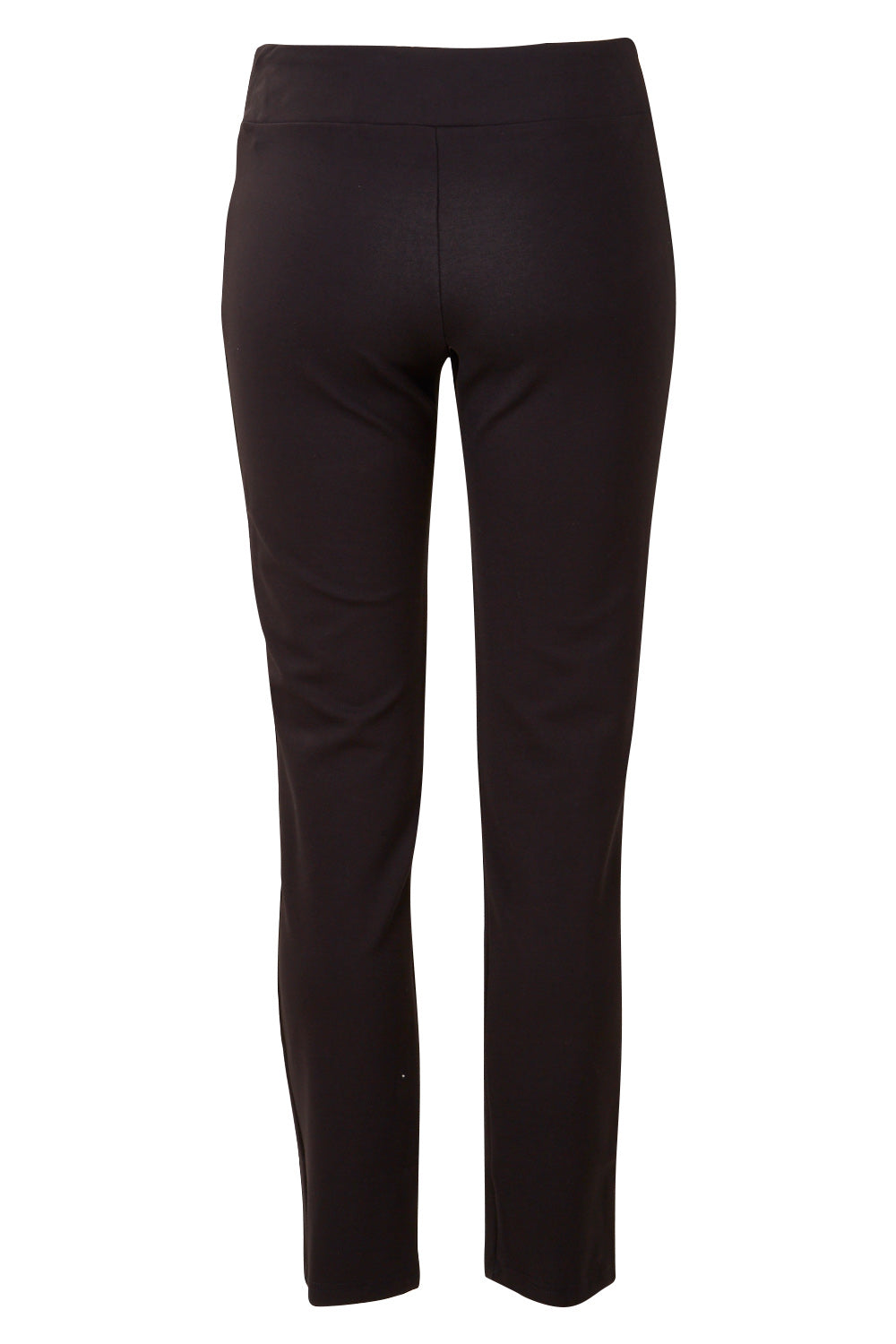 Product shot of The Straight Leg Ponte Pant in colour Black (Black), from the back
