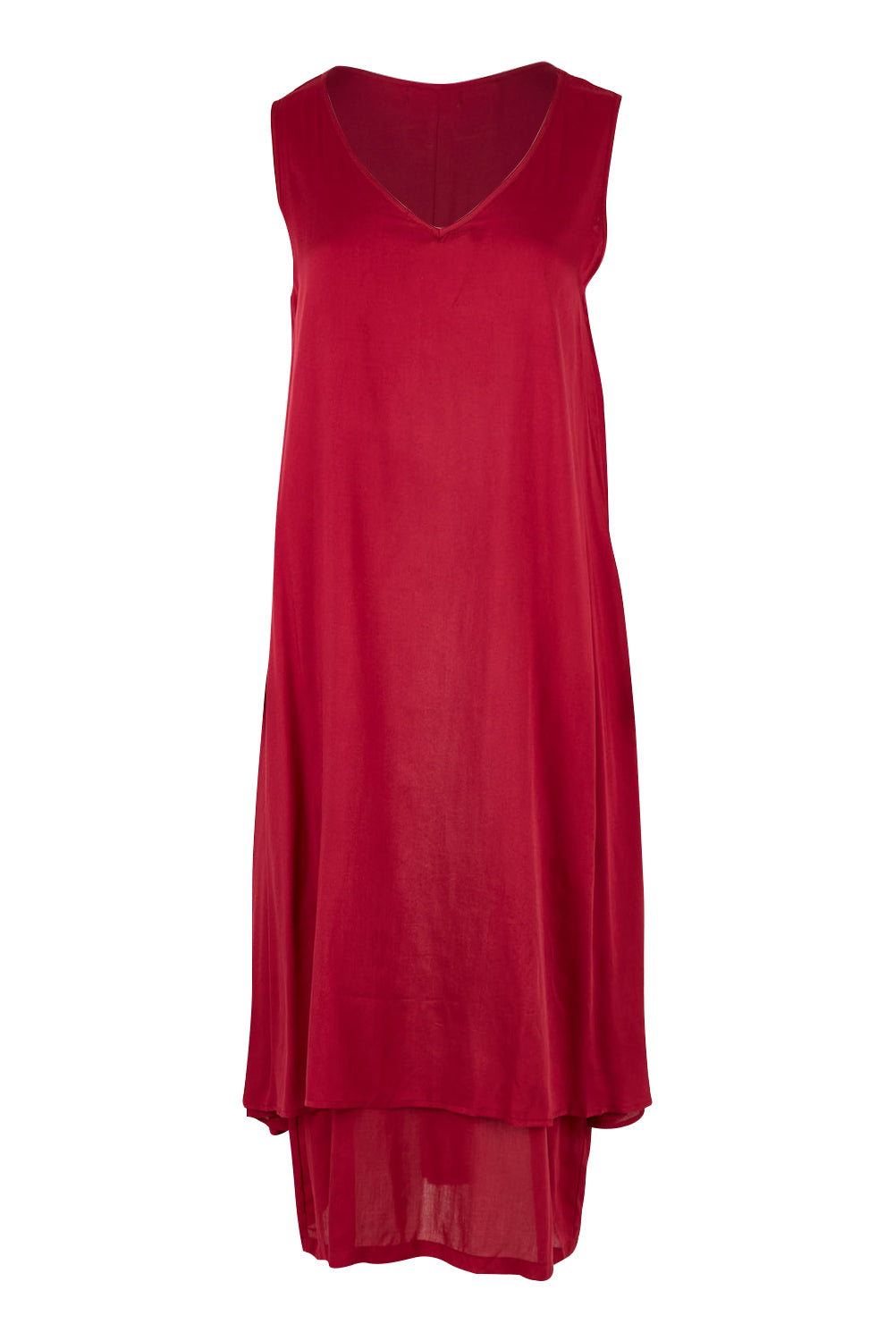 Product shot of The Everyday Layered Dress in colour Cherryred (Red), from the front