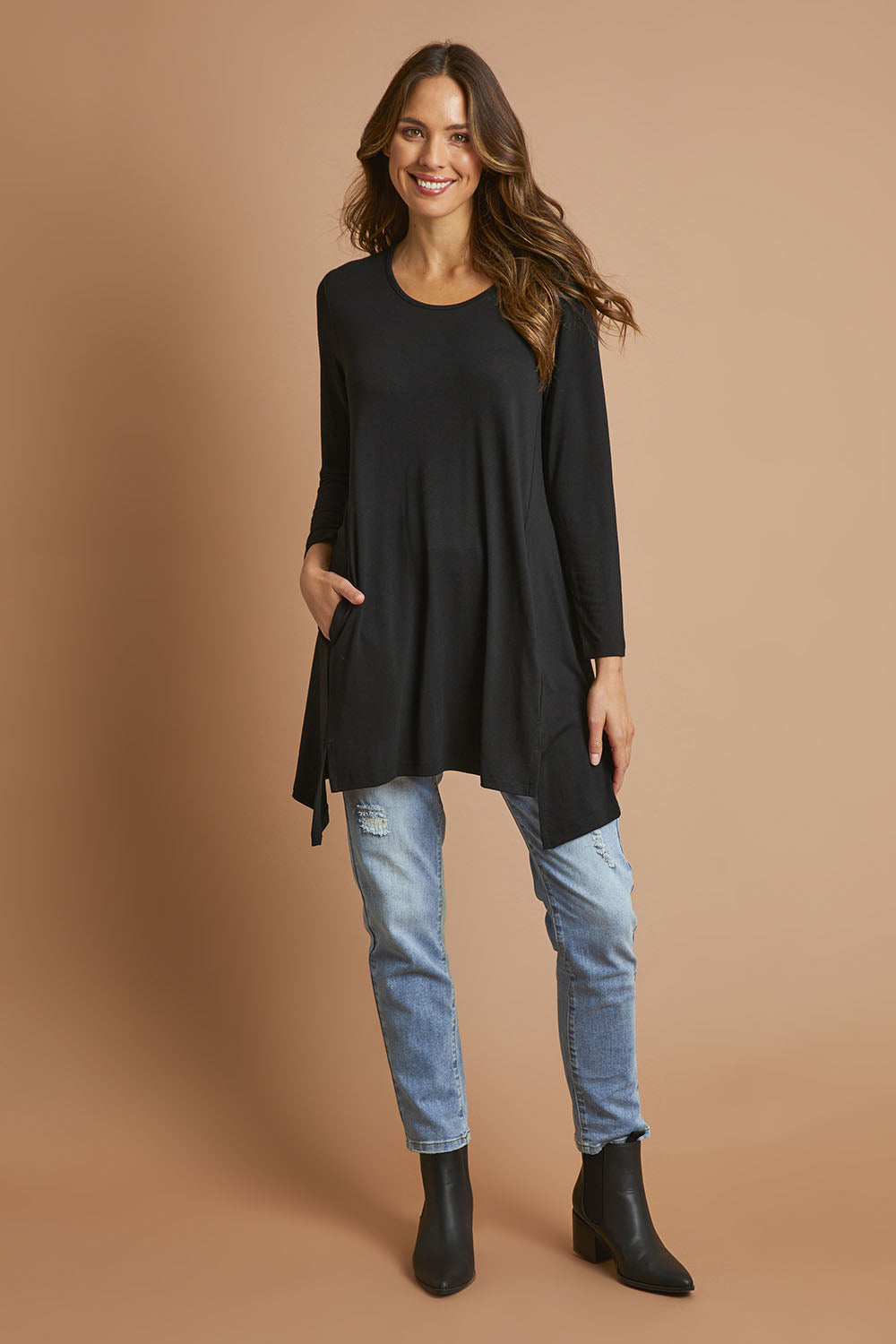 Preloved The Crew Neck High Low Tunic - Black
