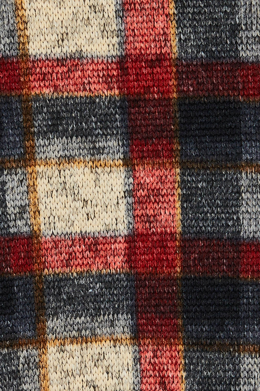 Product shot of The Woolly Knit High Low Tunic in colour Navycheck (Blue), detail