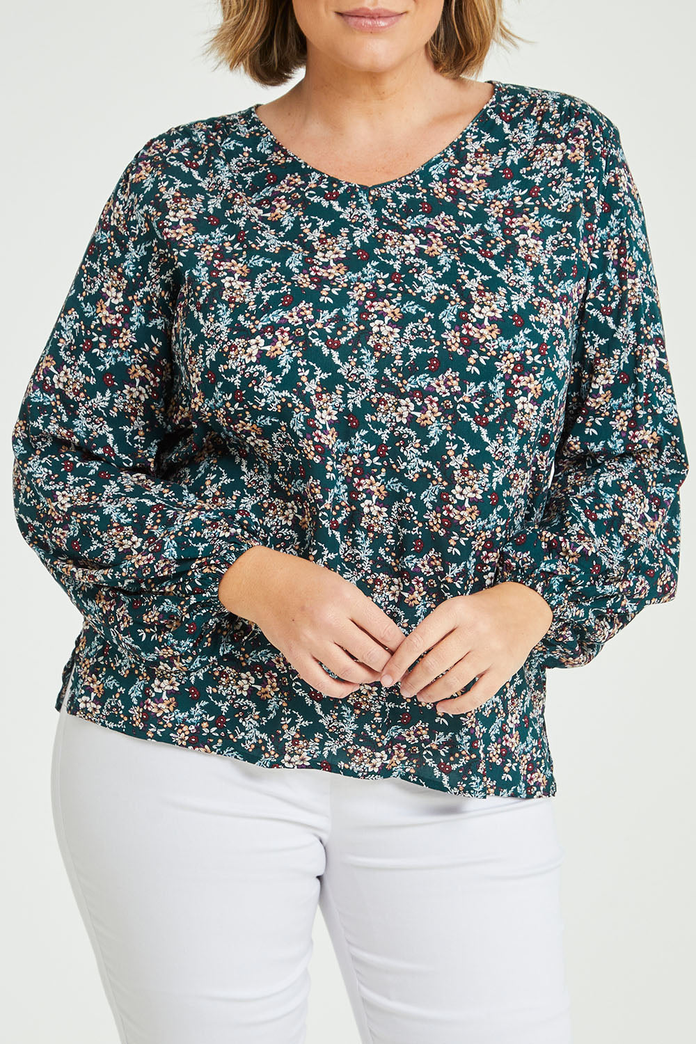 Preloved The V Neck Rayon Top - Fernfloral