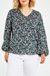 Preloved The V Neck Rayon Top - Fernfloral