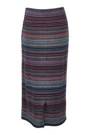 Product shot of The Striped Light Knit Lined Skirt in colour Greypink (Grey), from the back