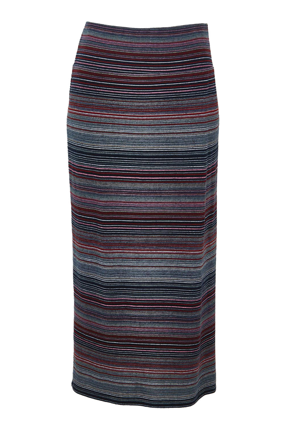 Product shot of The Striped Light Knit Lined Skirt in colour Greypink (Grey), from the front