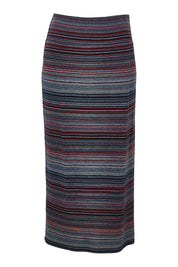 Product shot of The Striped Light Knit Lined Skirt in colour Greypink (Grey), from the front