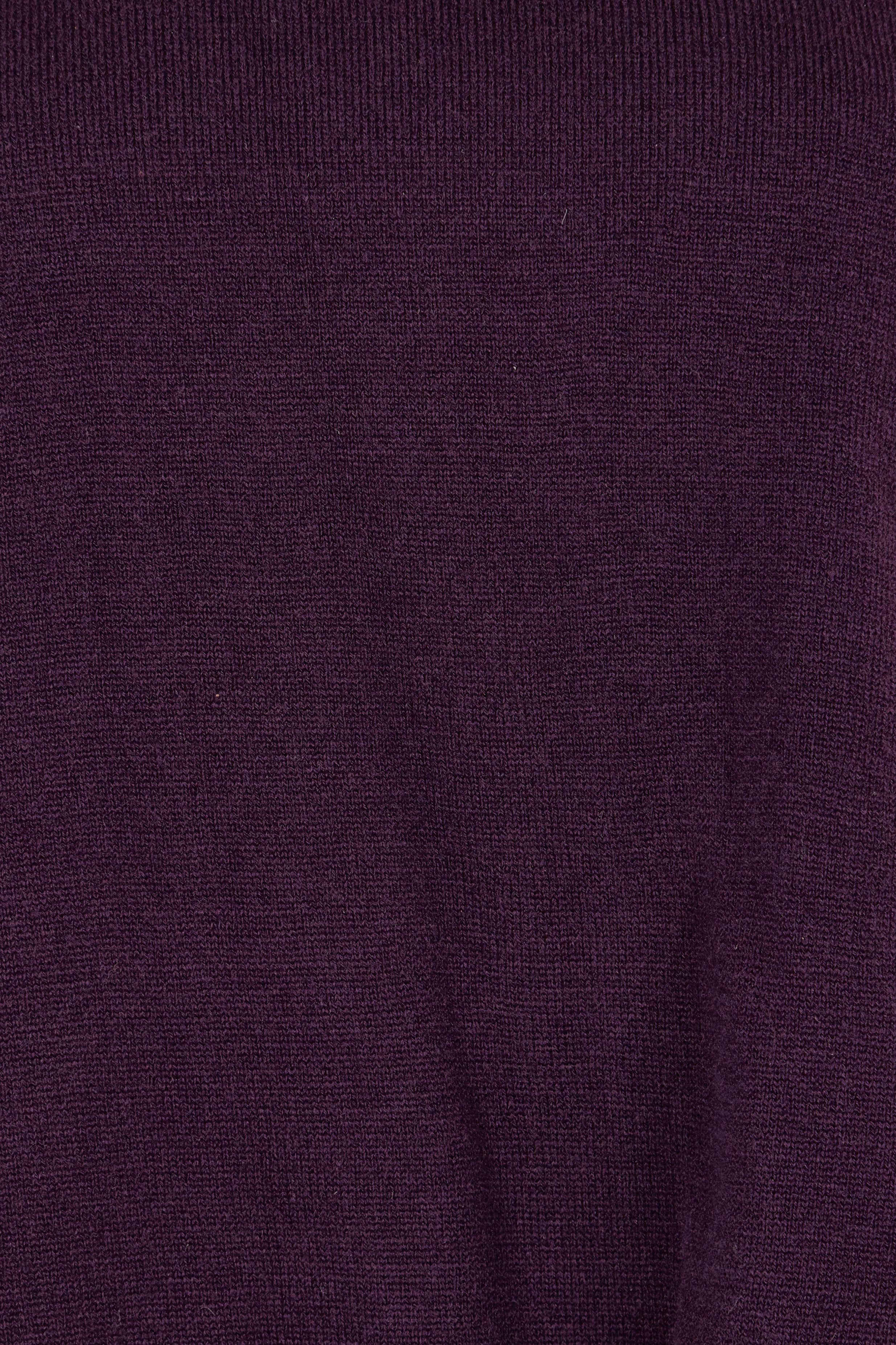 Product shot of The Essential Soft High Low Jumper in colour Grape (Purple), detail