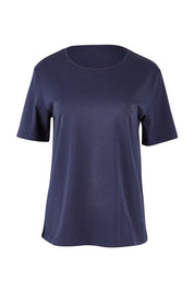 Product shot of The Keepers Tee in colour Darknavy (Blue), from the front