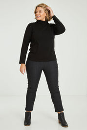 Model Fiona wearing size 16 of The Keepers Skivvy in colour Black (Black), from the front, showing the whole outfit
