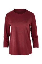 Product shot of The Keepers 3/4 Sleeve Tee in colour Burgundy (Purple), from the front