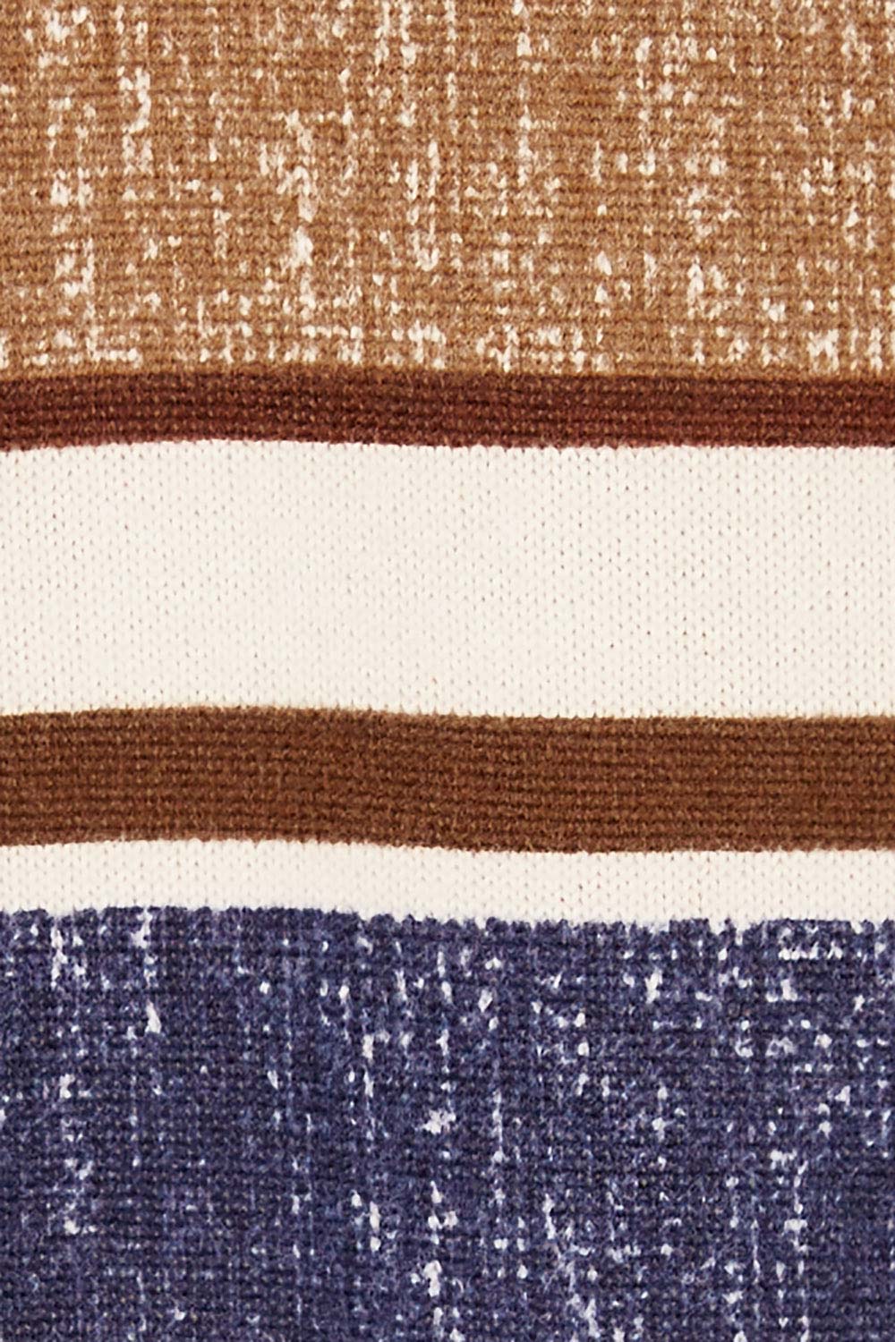 Product shot of The Striped Knit Top in colour Multistrip (Blue), detail