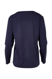 Product shot of The Keepers Long Sleeve Tee in colour Darknavy (Blue), from the back