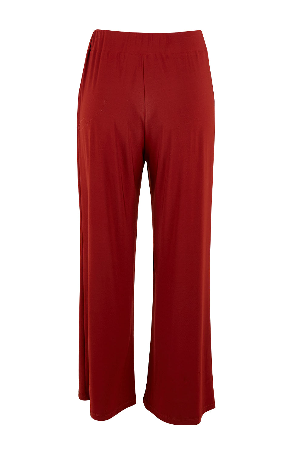 Product shot of The Recycled Wide Leg Pant in colour Terracotta, from the back