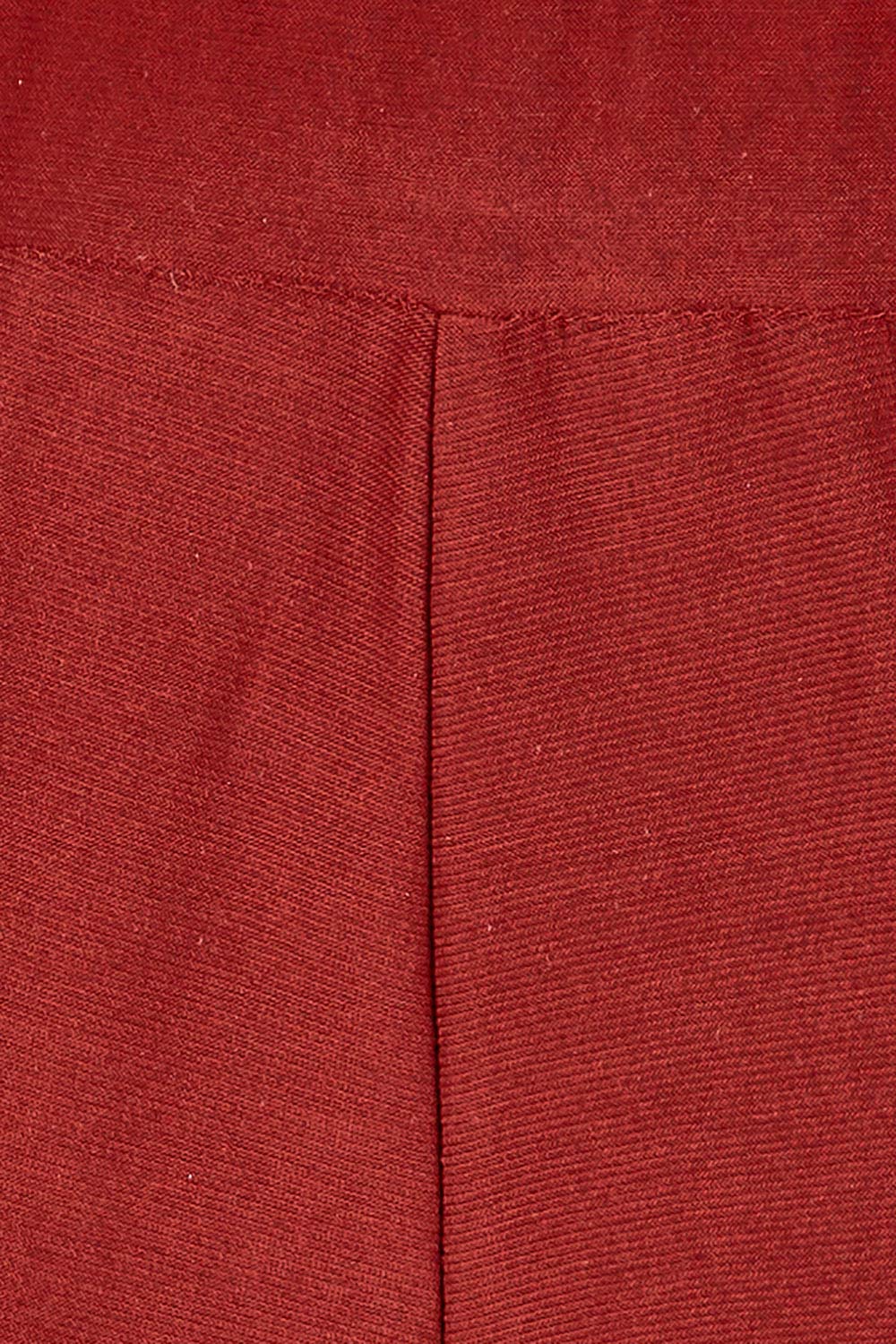 Product shot of The Recycled Wide Leg Pant in colour Terracotta, detail
