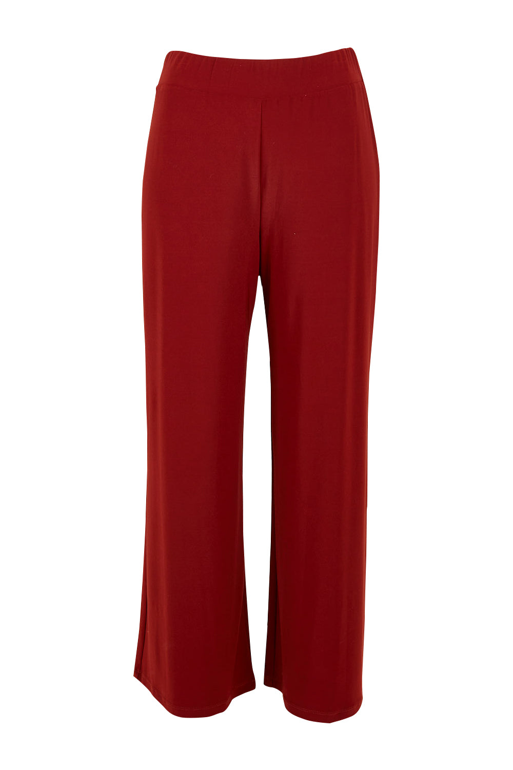 Product shot of The Recycled Wide Leg Pant in colour Terracotta, from the front