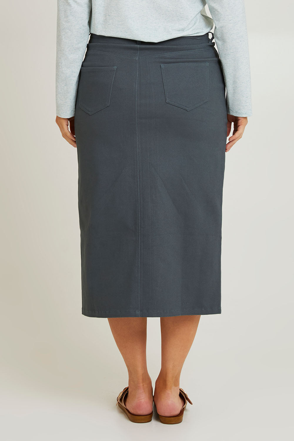 Preloved The 5 Pocket Denim Midi Skirt - Deepocean