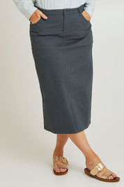 Preloved The 5 Pocket Denim Midi Skirt - Deepocean