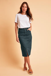 Preloved The 5 Pocket Denim Midi Skirt - Deepocean