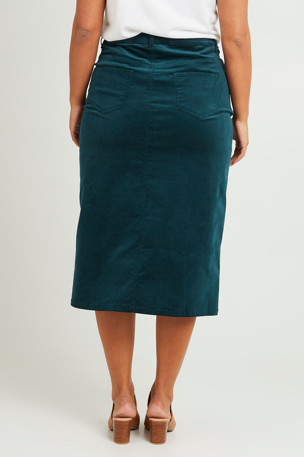 Preloved The 5 Pocket Cord Midi Skirt - Petrol