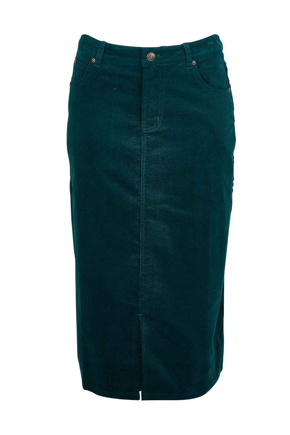 Preloved The 5 Pocket Cord Midi Skirt - Petrol
